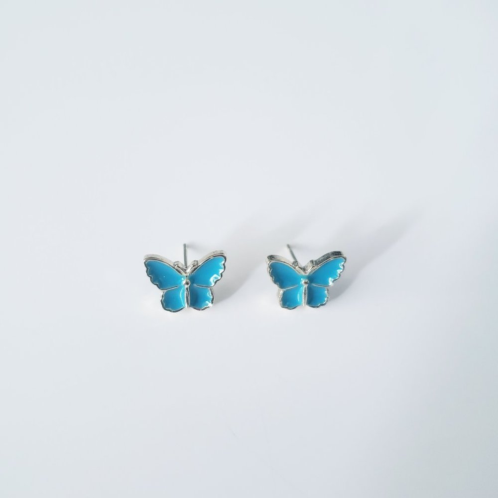 Butterfly Blue and Gold Earrings